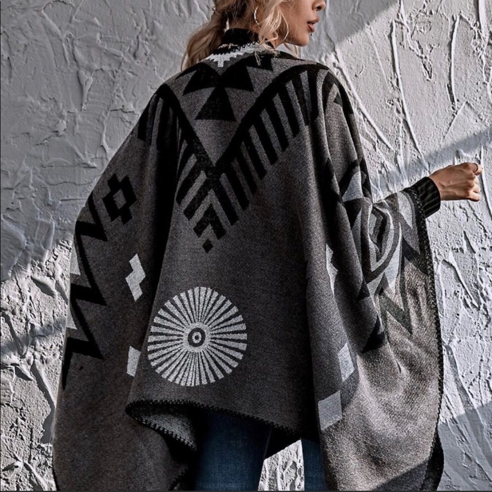 COPY - Charcoal Cardigan Shawl - Picture 2 of 5